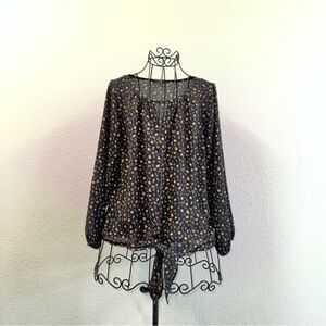 West Kei Black and Gold Patterned Blouse